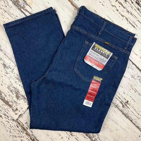 Rustler Classic jeans men’s 48x30 regular fit straight leg NWT dark wash - Picture 2 of 7